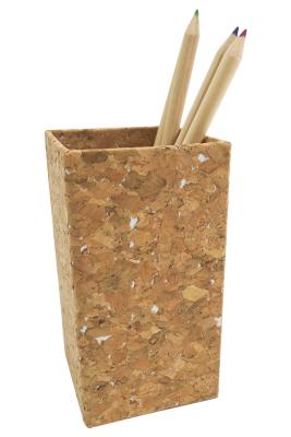 China Eco Natural Cork Fabric Cork Pen Holder Tearproof Wearproof for sale