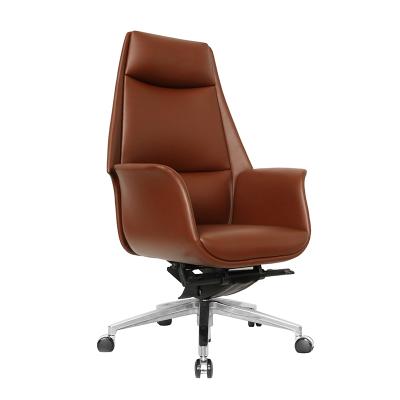 China Brown (Height) High Back Executive Office Chair Leather Leather Office Chair Adjustable for sale