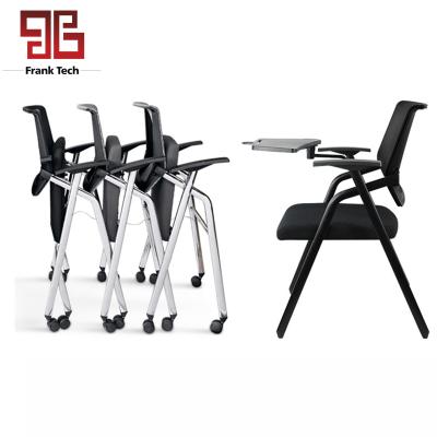 China Modern Design Collapsible Folding Meeting Chair Student Training Chair With Notepad for sale