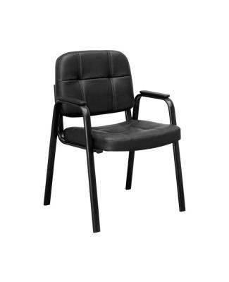 China Office Conference Leather Chair Mid (Height) Guest Adjustable Stackable Chair 4 Back Black Leather Leg For Sale for sale