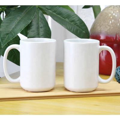 China SUBLANK Viable Ceramic Coffee Mugs Blank Custom For Mug Porcelain Coated Wholesale With Handle Plain 15oz White Sublimation Mug for sale