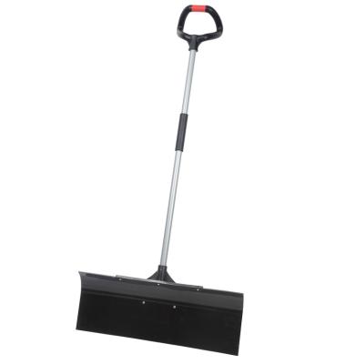 China Quick Connect Plastic Snow Pusher Snow Remover Snow Shovel With Steel Handle Quick Connect Handwheel Handle 30IN for sale