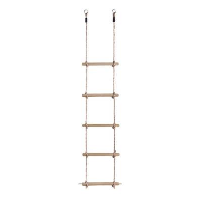 China Contemporary Kids Large Outdoor Wooden Climbing Rope Ladder With 5 Rungs for sale