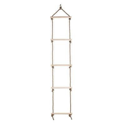 China Outdoor PP Kids Wooden Climbing Rope Ladder With 5 Rungs for sale