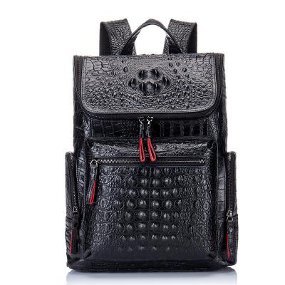 China Waterproof High Quality Exotic Skin Crocodile Skin Men's Casual Rucksack Backpack Bags for sale