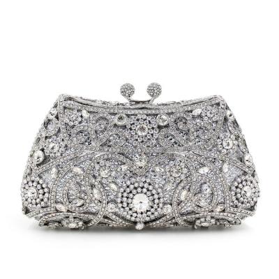 China Metal evening clutch bags diamond crystal women's bag hollow wholesale metal bag rhinestone dinner handbag for sale