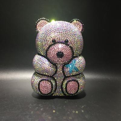 China Metal Rhinestone Bear Bag Cartoon Crystal Diamond Dinner Bag Diamond Bag Women's Handmade Handbag for sale