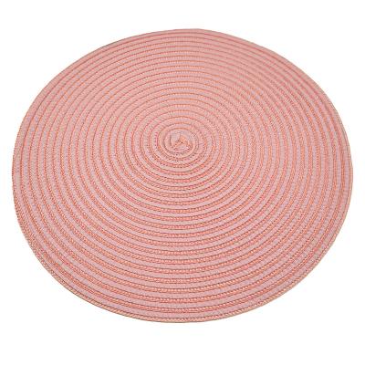 China Durable Round Non-slip Washable Light Pink PVC Place Mat Place Mat Polypropylene Dining Table Mat for sale