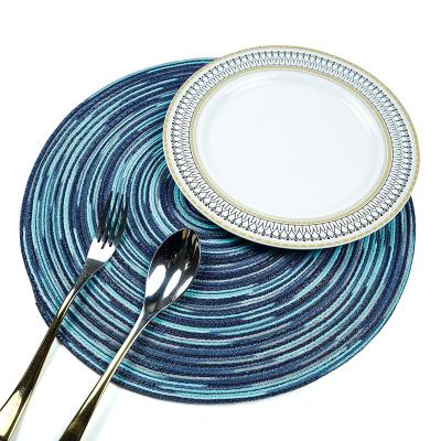 China 2022 New Sustainable Round Durable Round Place Mat Table Mat 38cm Woven Fabric Woven Fabric Place Mat for sale