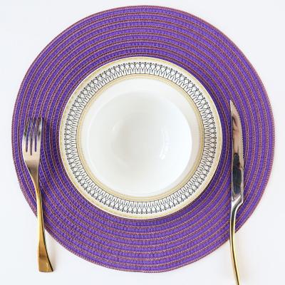 China New PVC Round Place Mat PP Durable Round Table Mat Durable Non-slip Heat Resistant Purple Round Place Mat for sale