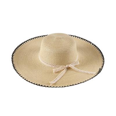 China Fashion\Best Wholesale Comfortable\Durable Price Brim Beach Hat Bowknot Foldable Summer Sun Straw Hat for sale