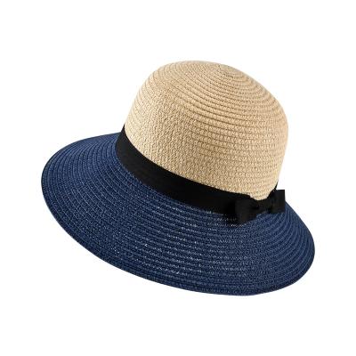 China Fashion\Comfortable High Quality Durable Wholesale Hat\Goods 2022 Fashion Straw Hats Women Black Rope Summer Sun Beach Hat For Ladies for sale