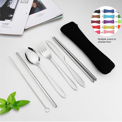 China Popular Luxury Stainless Steel Travel Flatware Set Knife Fork Spoon Chopstick Cutlery Set Luxury Gift for sale