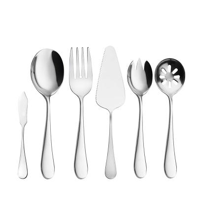 China Viable High Quality Salad Cutlery Set Butter Knife Serving Spoon Salad Fork Stainless Steel Flatware Cutlery Set for sale