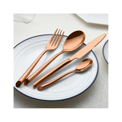 China Sustainable New Product Ideas Flatware Set 5 Piece Cutlery Set Mirror Rose Gold Flatware Set for sale