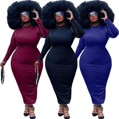 China Solid racial discrimination of European and American women plus size side round neck plus size 5XL dress for sale