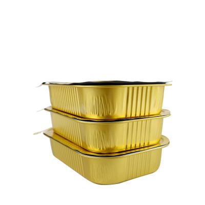 China Disposable Kitchen Use 1050ml Aluminum Foil Takeout Food Container With Lid Airline Food Trays for sale