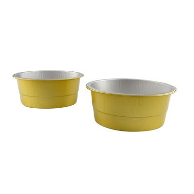 China Kitchen Use 600ml Small Round Aluminum Foil Food Container Disposable Tray In Food Grade for sale