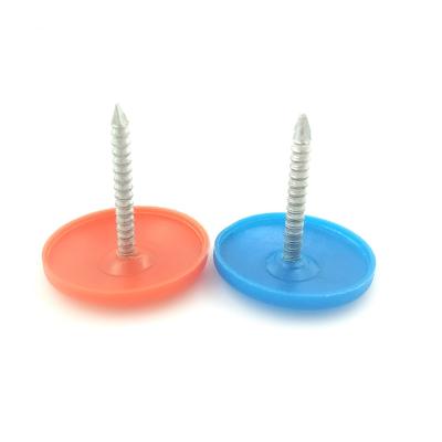 China Cap USA Market For Ceiling 1 Inch Ring Shank Plastic Cap Roofing Nails Umbrella Head Nail for sale