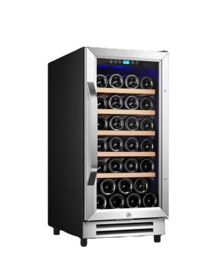 China Hot Sale 32 Hotel Bottles Compressor Upright Built-in Red Wine Cooler With Glass Door for sale