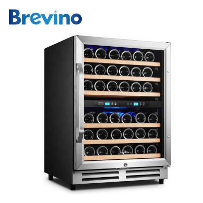 China Outdoor luxury design double-zones wine cellar chiller home used wine fridge for 46 bottles for sale