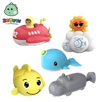 China Zhiqu Water Spray Tool Toys Bathroom Cogs Animal Toys Bathtub Wind Swimming Lovely Submersible Bath Float Toy For Baby for sale