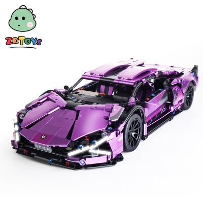 China Toy Building Blocks Car Model Bricks Assembly Toys Children Gift Zhiqu Toys Racing Car Building Block Toy Car With Tail Wing for sale