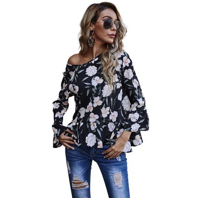 China Wholesale Anti-Wrinkle Women Long Top Sleeve Plus Size Floral Blouses Woman's Shirts for sale