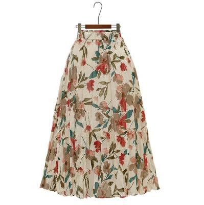 China 2021 Europe and America summer candy floral chiffon plus size a line high waist long skirt for women for sale