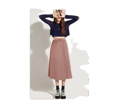 China Plus Size 2021 Europe and America Summer Sprint Chiffon A Line High Waist Midi Pleated Skirt for Women for sale