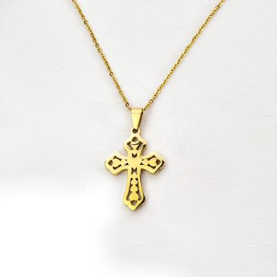 China Trendy Trendy Fashion Hollowed Out Stainless Steel Cross Chain Necklaces For Women Jewelry for sale