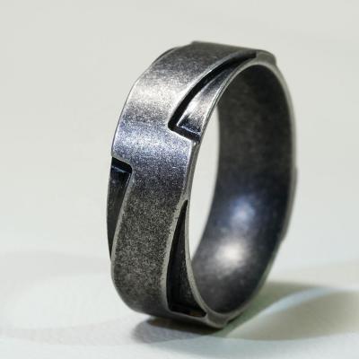 China FASHIONABLE Two Color Simple Design Lightning Style Stainless Steel Unisex Wedding Rings For Women Men for sale