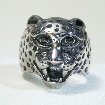 China Unique design custom made leopard punk Chunky Stainless Steel Rings for men for sale