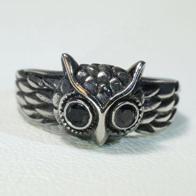 China Owl Design Unisex Punk Style unique made to order punk Chunky Stainless Steel Rings for women men for sale