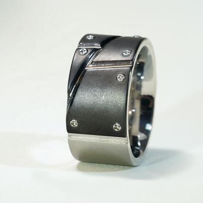 China Simple Stylish Black Style Custom Made Punk Chunky Stainless Steel Punk Rock Rings For Men for sale