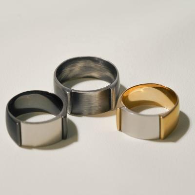 China Simple Design Chunky Stainless Steel Wedding Rings Custom Made Classic Three Colors For Men for sale