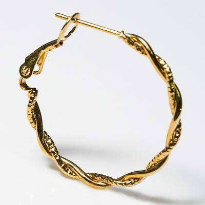 China TRENDY Custom Instagram Style Large Gold Plated Stainless Steel Twisted Hoops Earrings For Women for sale