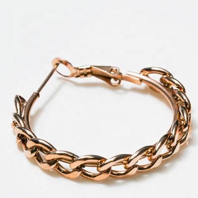 China TRENDY Classic Fashion Big Circle Rose Gold Plated Stainless Steel Statement Chain Earrings For Women for sale