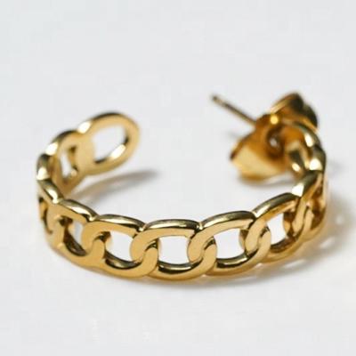 China FASHIONABLE Classic Small 18K Gold Plated Stainless Steel Chain C Hoop Earrings For Girl Women for sale