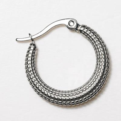 China Trendy Trendy Cool Girls Style Chunky Silvery Stainless Steel Hoops Huggie Earrings For Women for sale