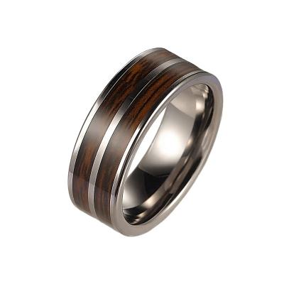 China Vintage Wholesale Quality Classic Koa Wood Inlay Tungsten Carbide Wedding Band Rings For Women Men for sale