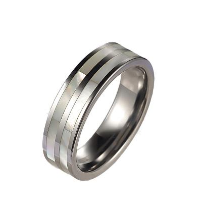 China CLASSIC Wholesale Nature Inlay Tungsten Carbide Pearlescent Steel Rings For Wedding Couples Men Women for sale