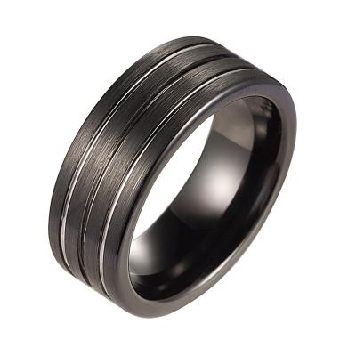 China Factory CLASSIC Simple Quality Matte Tungsten Carbide Rings Brushed All Black For Men Wedding for sale