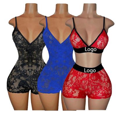 China Stretchy One-piece Lingerie Deep V Teddy Sexy Lace Shiny Underwear See Through Women Lingerie Sexy Jumpsuit Underwear for sale