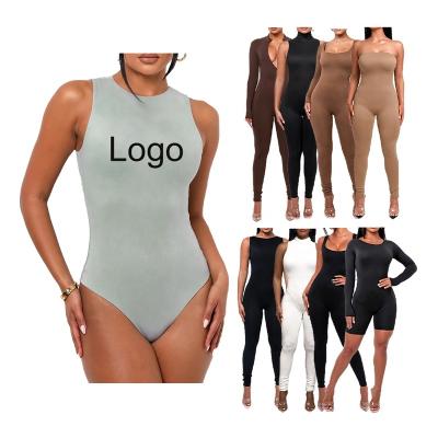 China Custom New High Quality Women's Nude Jumpsuit Custom Logo Women's Tank Spandex Bodysuit For Women Top Breathable Black Sexy Tops Clothing for sale