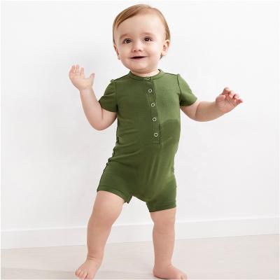 China 100% Custom Baby Snap Button Cotton Onesie Baby Romper Baby Rompers Summer Short Sleeve Organic Bamboo Sleeper Bamboo Squishy Fiber Baby Pajamas for sale