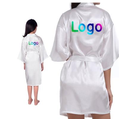 China Private Custom Logo Bridesmaid Women Salon Silk Home Wear Baby Girl Satin Robes Set Pajamas Mommy and Me Satin Kimono Robes for sale