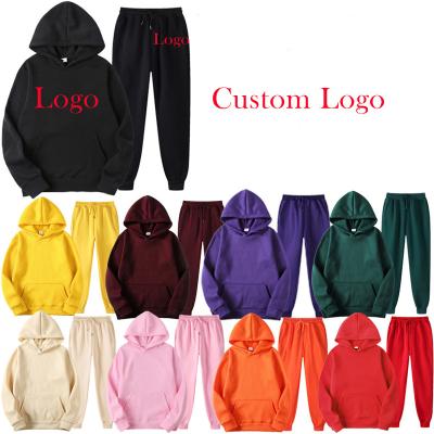 China OEM Logo Solid Color QUICK DRY Custom Hoodie and Tracksuit Tracksuit Set Sweatshirt Unisex Sweatshirt Casual Pullover for sale