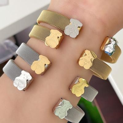 China 2022 Fashion Trendy Design Stainless Steel Bear Bracelet For Woman for sale