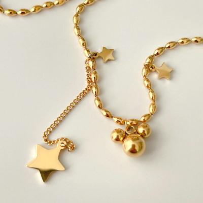 China TRENDY 2022 Fashion Design Stainless Steel Gold Ball Necklace With Star Charm for sale